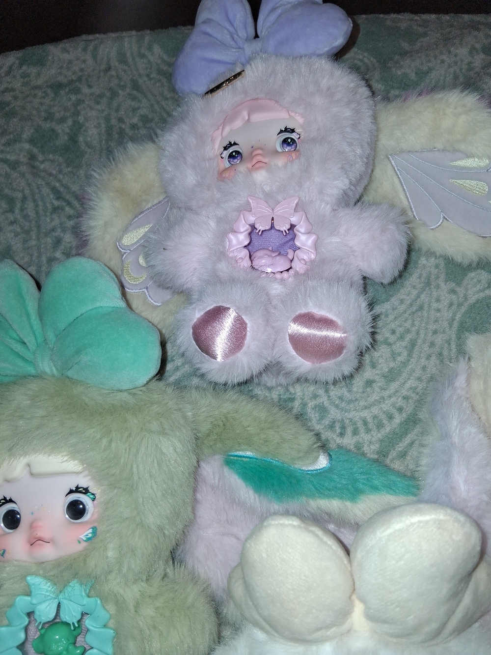 Plush Pastel Bunny & Bear Kids Toy Set - White, Pink, Mint NOMMI - Picture 4 of 4